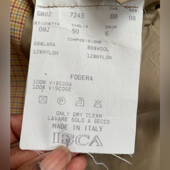 Blu Scuro Men’s 2 Button Wool and Nylon Checked Blazer European Sz 50R US Sz 40 - Picture 9 of 12